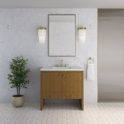 James Martin - Hudson 36" Single Vanity, Honey Oak w/ 3 CM Ethereal Noctis Silestone Top - 435-V36-HNO-3ENC view 3