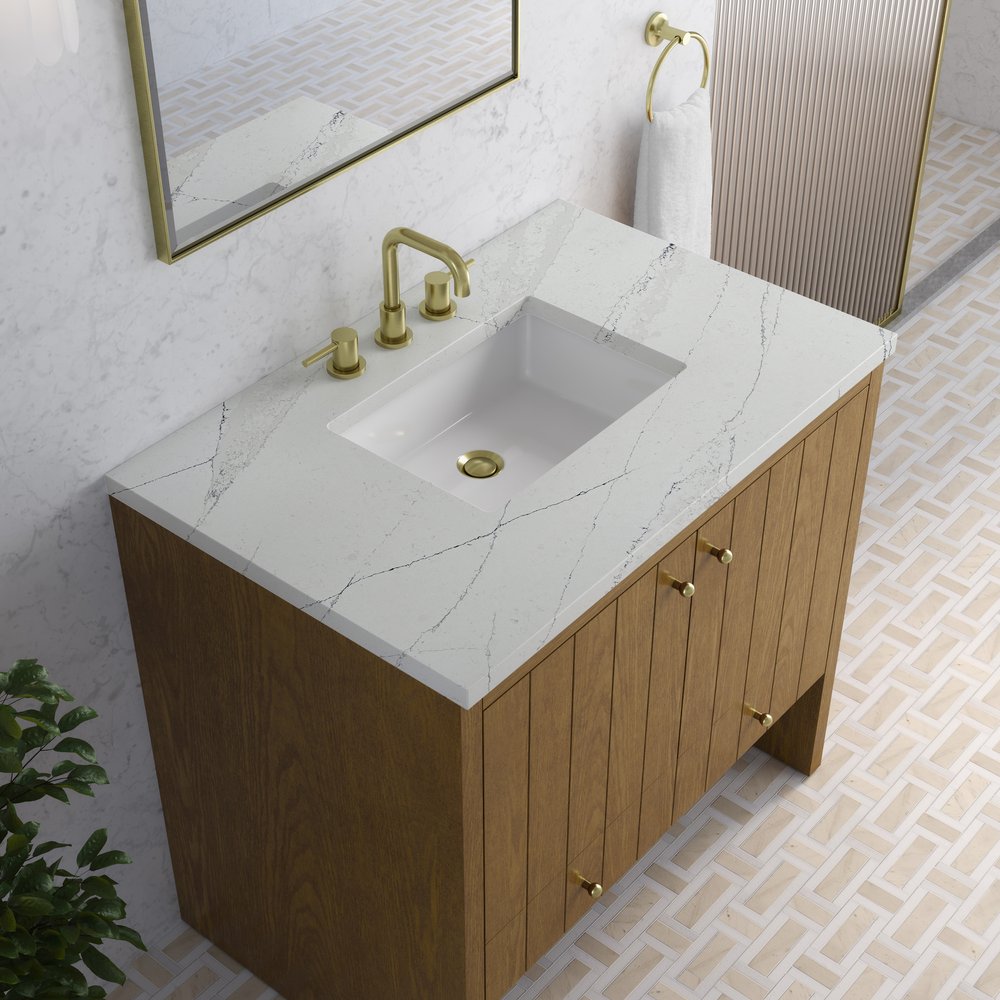 James Martin - Hudson 36" Single Vanity, Honey Oak w/ 3 CM Ethereal Noctis Silestone Top - 435-V36-HNO-3ENC view 8