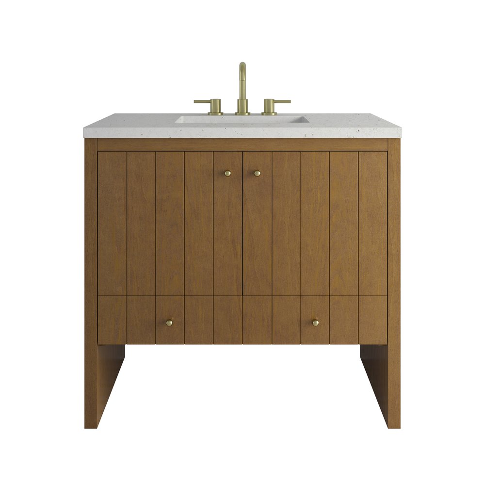 James Martin - Hudson 36" Single Vanity, Honey Oak w/ 3 CM Lime Delight Silestone Top - 435-V36-HNO-3LDL view 1