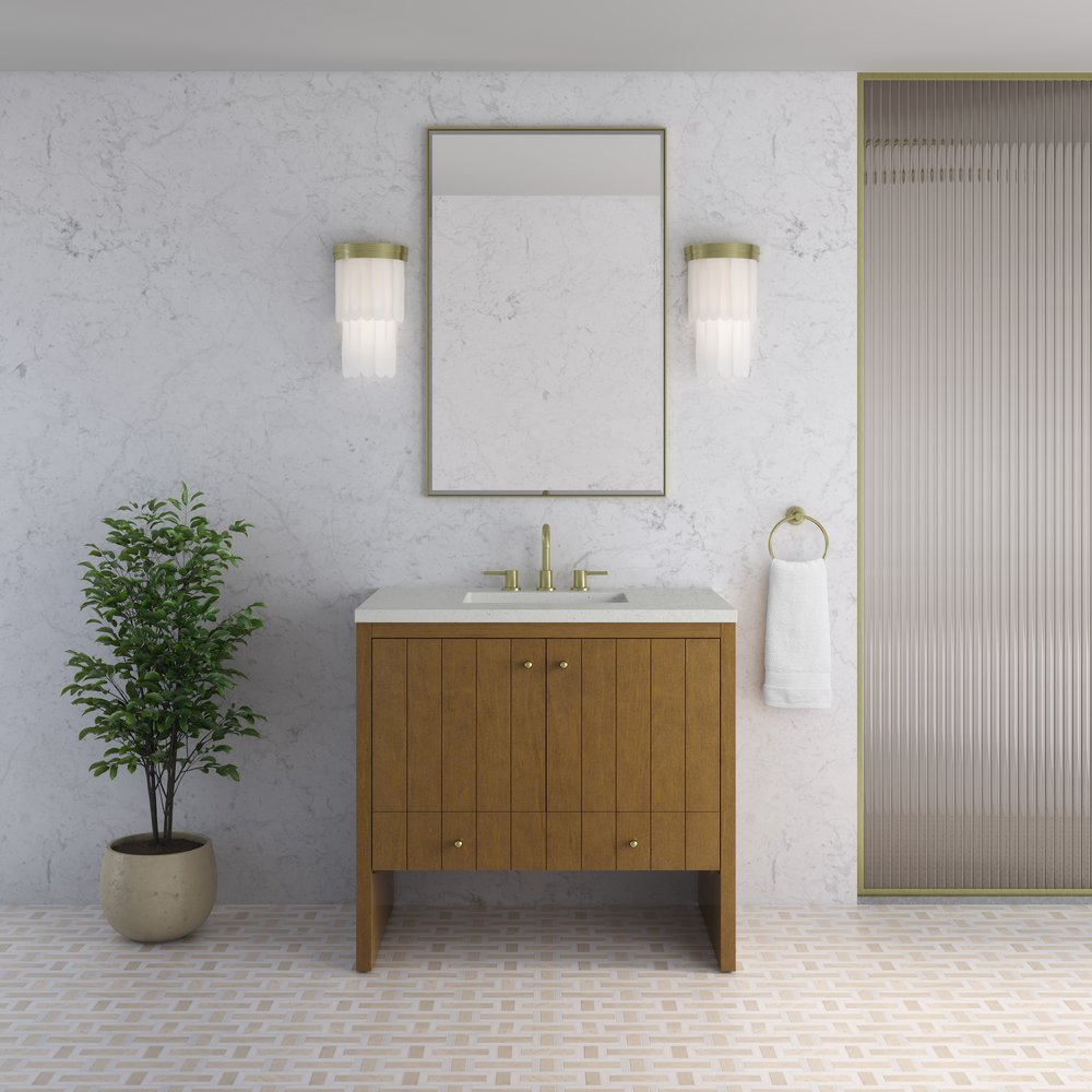 James Martin - Hudson 36" Single Vanity, Honey Oak w/ 3 CM Lime Delight Silestone Top - 435-V36-HNO-3LDL view 3