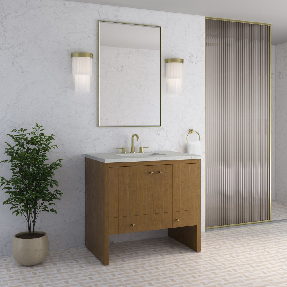 James Martin - Hudson 36" Single Vanity, Honey Oak w/ 3 CM Lime Delight Silestone Top - 435-V36-HNO-3LDL view 4