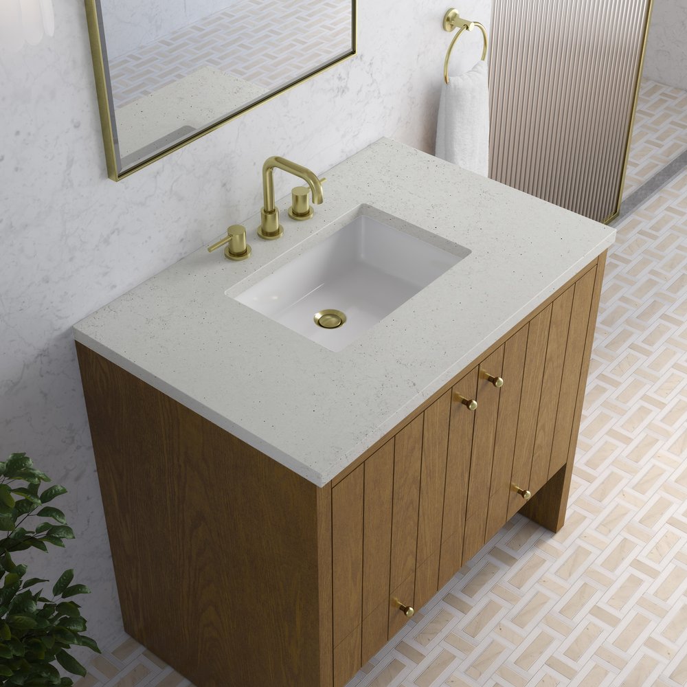 James Martin - Hudson 36" Single Vanity, Honey Oak w/ 3 CM Lime Delight Silestone Top - 435-V36-HNO-3LDL view 8