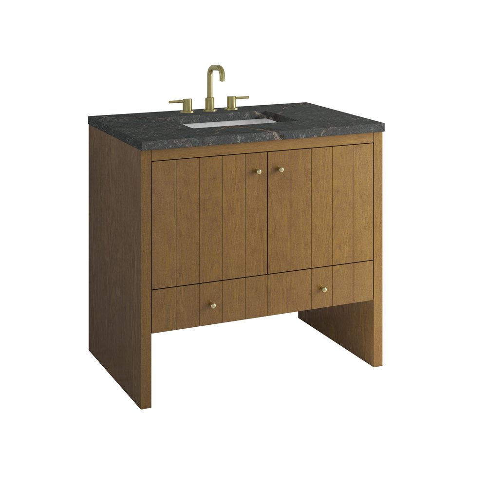 James Martin - Hudson 36" Single Vanity, Honey Oak w/ 3 CM Parisien Bleu Silestone Top - 435-V36-HNO-3PBL view 11