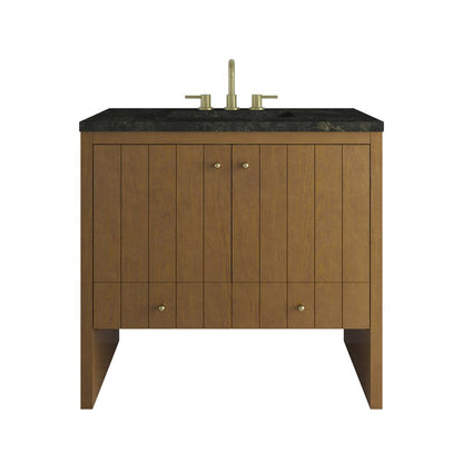 James Martin - Hudson 36" Single Vanity, Honey Oak w/ 3 CM Phantome Eclos Top - 435-V36-HNO-3PHT view 1