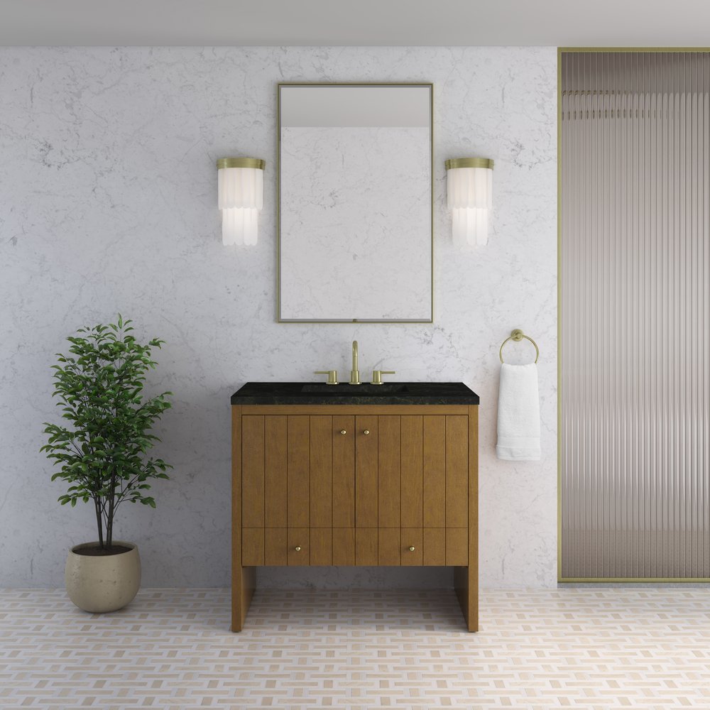 James Martin - Hudson 36" Single Vanity, Honey Oak w/ 3 CM Phantome Eclos Top - 435-V36-HNO-3PHT view 3