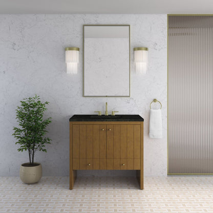 James Martin - Hudson 36" Single Vanity, Honey Oak w/ 3 CM Phantome Eclos Top - 435-V36-HNO-3PHT view 3