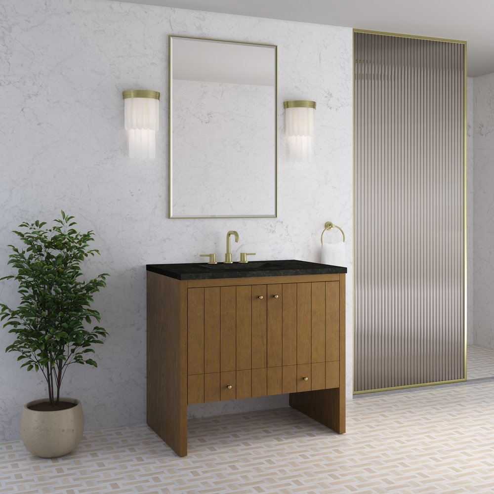 James Martin - Hudson 36" Single Vanity, Honey Oak w/ 3 CM Phantome Eclos Top - 435-V36-HNO-3PHT view 4