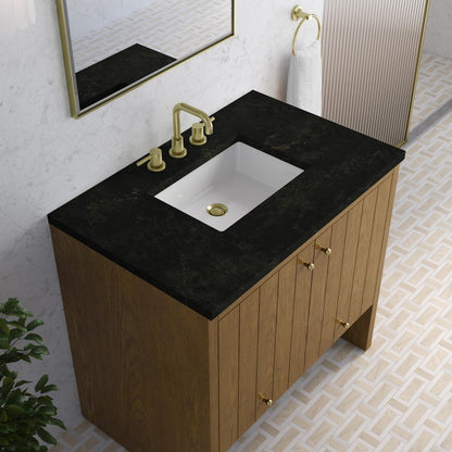 James Martin - Hudson 36" Single Vanity, Honey Oak w/ 3 CM Phantome Eclos Top - 435-V36-HNO-3PHT view 8