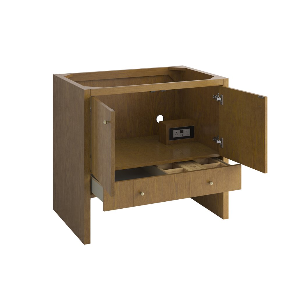 James Martin - Hudson 36" Single Vanity, Honey Oak w/ 3 CM Phantome Eclos Top - 435-V36-HNO-3PHT view 9