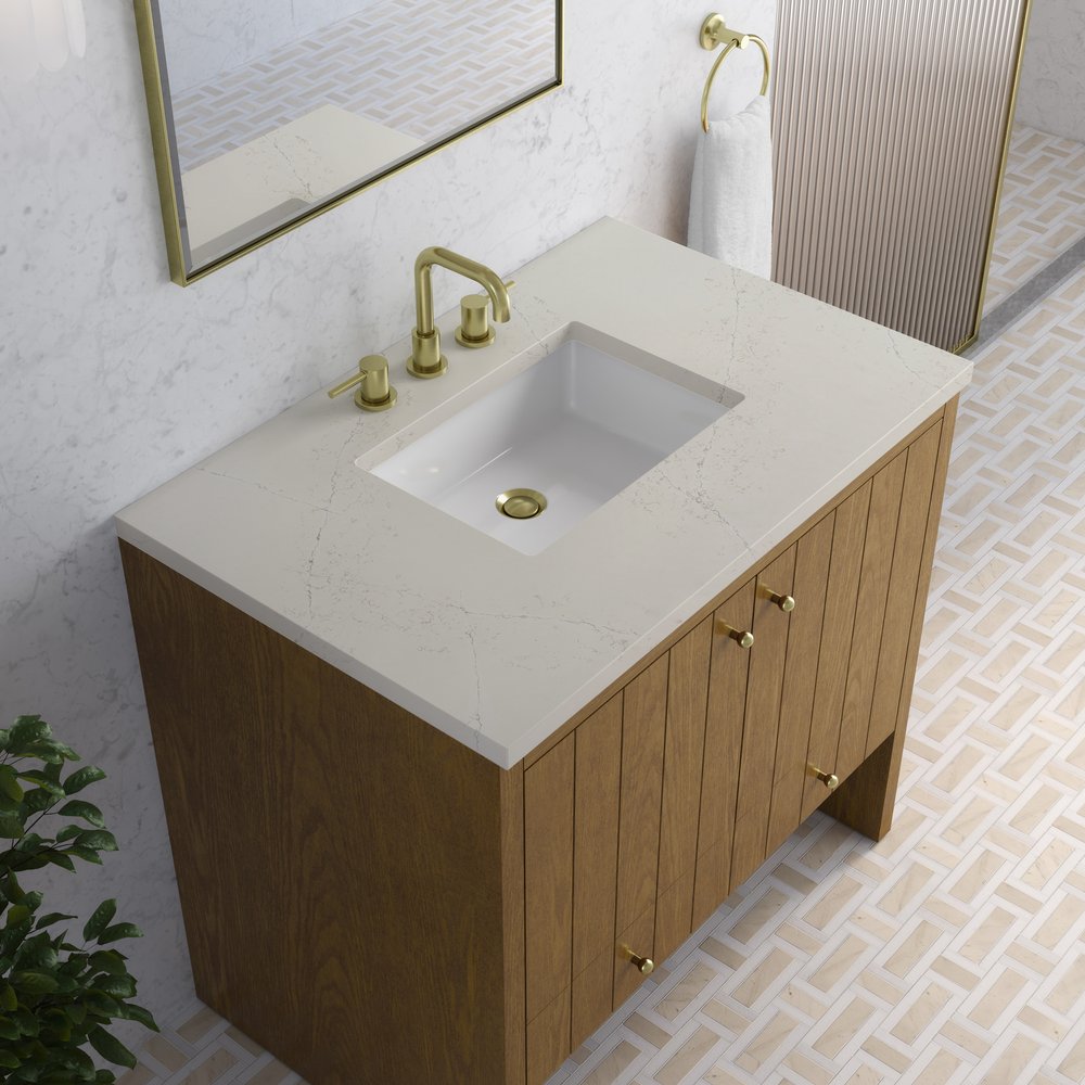 James Martin - Hudson 36" Single Vanity, Honey Oak w/ 3 CM Siberian Silestone Top - 435-V36-HNO-3SFR view 8
