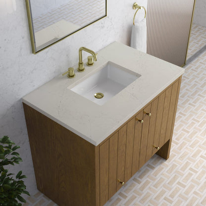 James Martin - Hudson 36" Single Vanity, Honey Oak w/ 3 CM Siberian Silestone Top - 435-V36-HNO-3SFR view 8