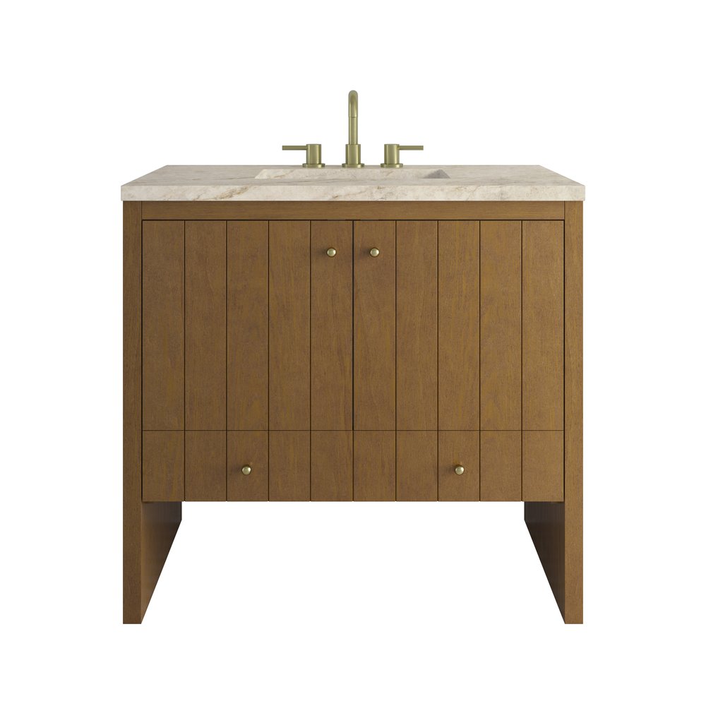 James Martin - Hudson 36" Single Vanity, Honey Oak w/ 3 CM Tajnar Eclos Top - 435-V36-HNO-3TJR view 1