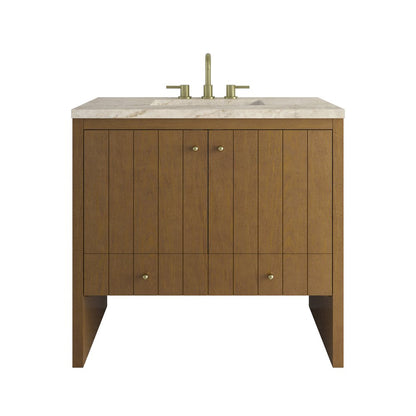 James Martin - Hudson 36" Single Vanity, Honey Oak w/ 3 CM Tajnar Eclos Top - 435-V36-HNO-3TJR view 1