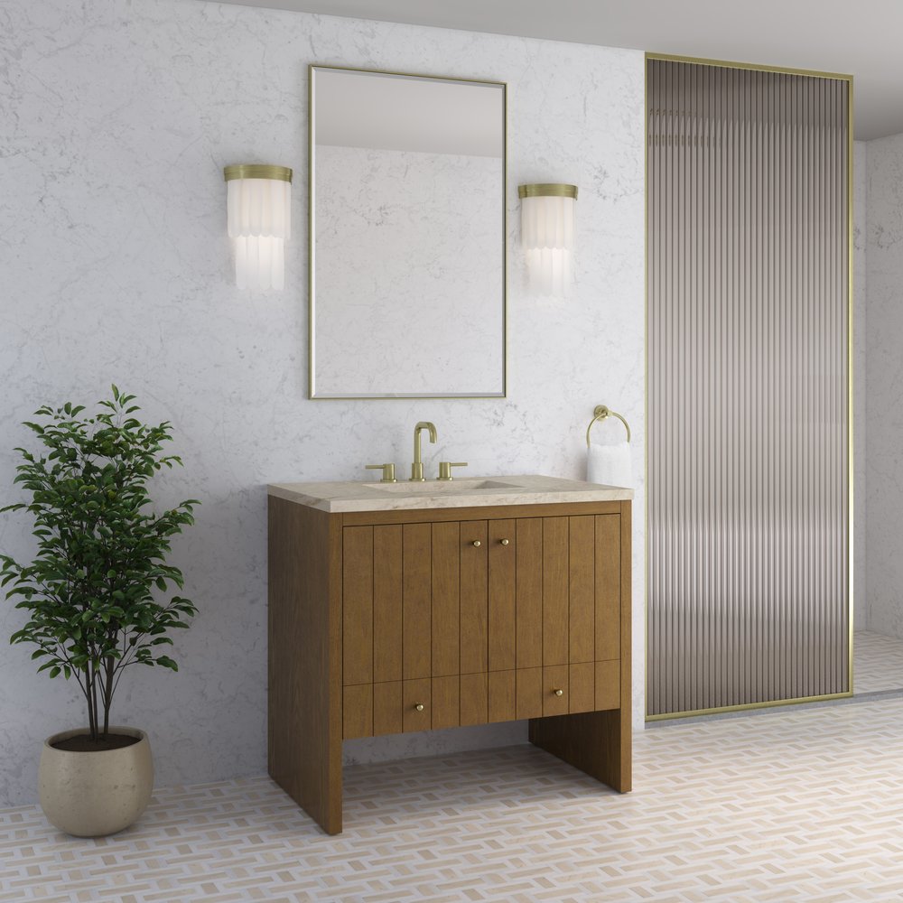 James Martin - Hudson 36" Single Vanity, Honey Oak w/ 3 CM Tajnar Eclos Top - 435-V36-HNO-3TJR view 4