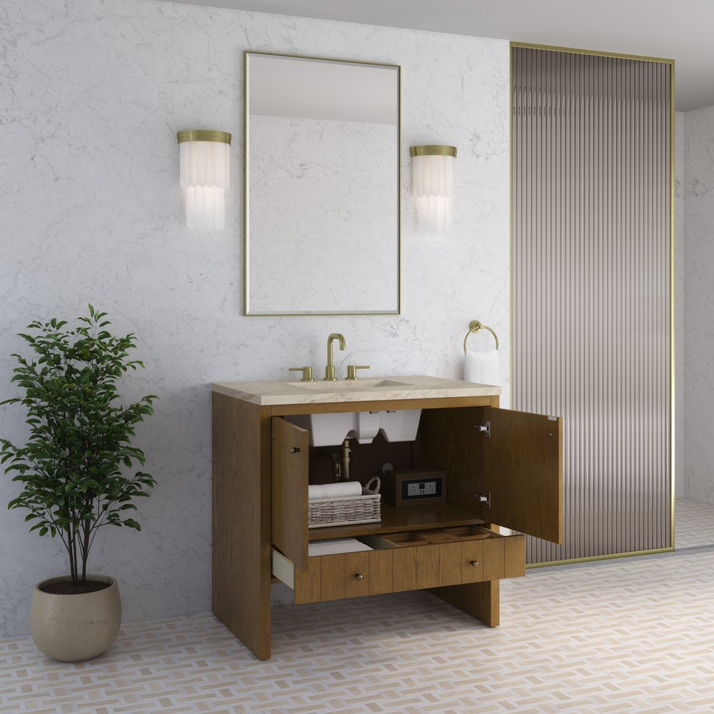 James Martin - Hudson 36" Single Vanity, Honey Oak w/ 3 CM Tajnar Eclos Top - 435-V36-HNO-3TJR view 5