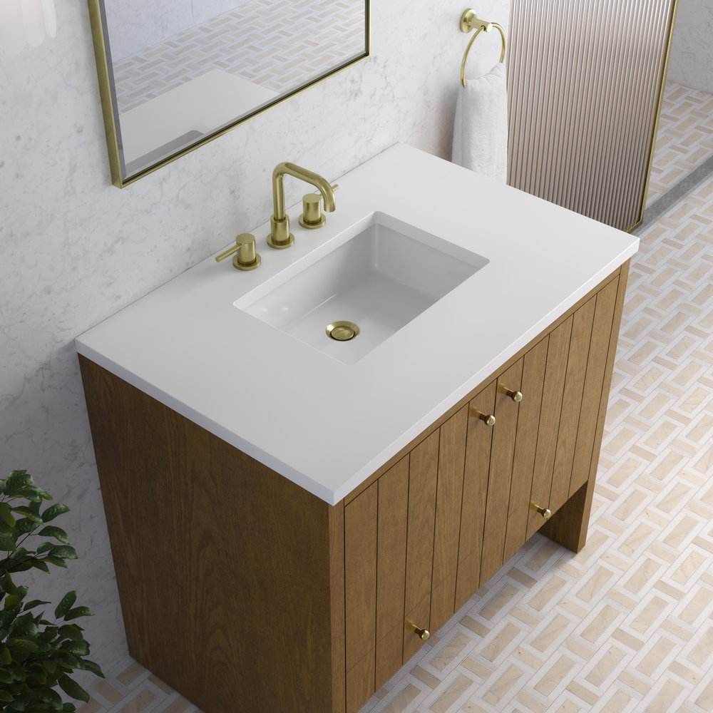 James Martin - Hudson 36" Single Vanity, Honey Oak w/ 3 CM White Zeus Silestone Top - 435-V36-HNO-3WZ view 12