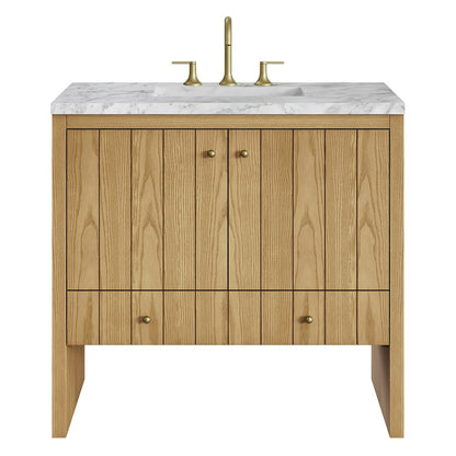 James Martin - Hudson 36" Single Vanity, Light Natural Oak w/ 3 CM Carrara Marble Top - 435-V36-LNO-3CAR view 1