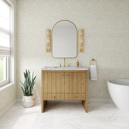 James Martin - Hudson 36" Single Vanity, Light Natural Oak w/ 3 CM Carrara Marble Top - 435-V36-LNO-3CAR view 3