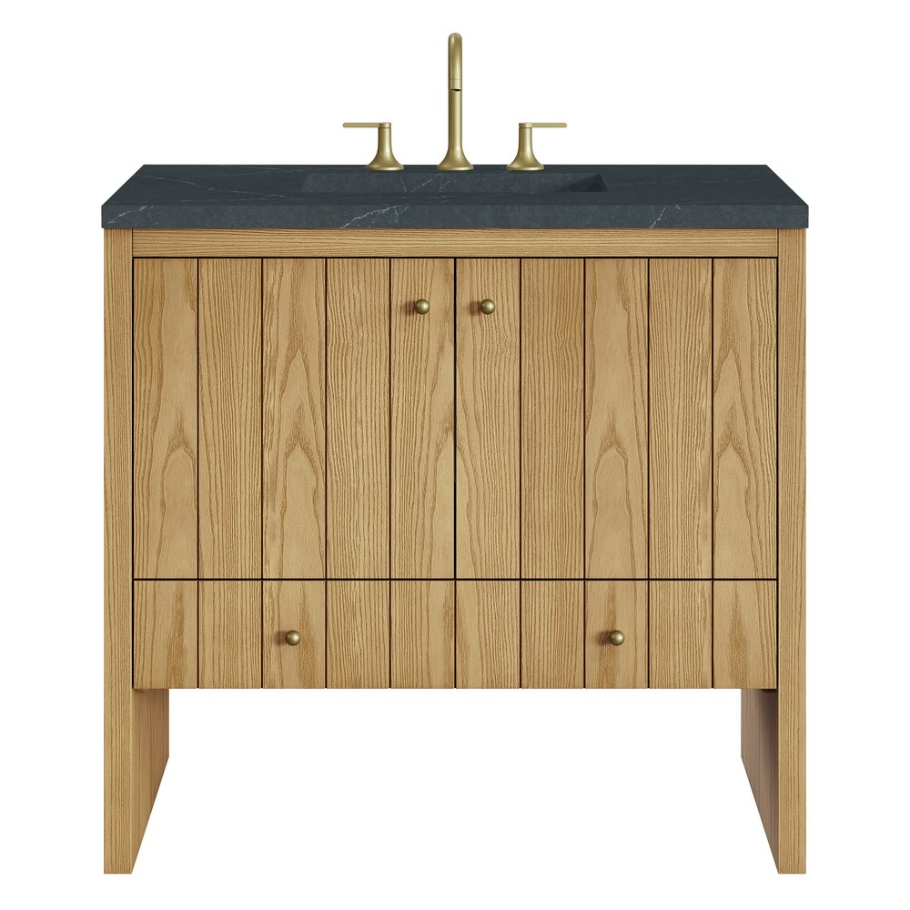 James Martin - Hudson 36" Single Vanity, Light Natural Oak w/ 3 CM Charcoal Soapstone Top - 435-V36-LNO-3CSP view 1