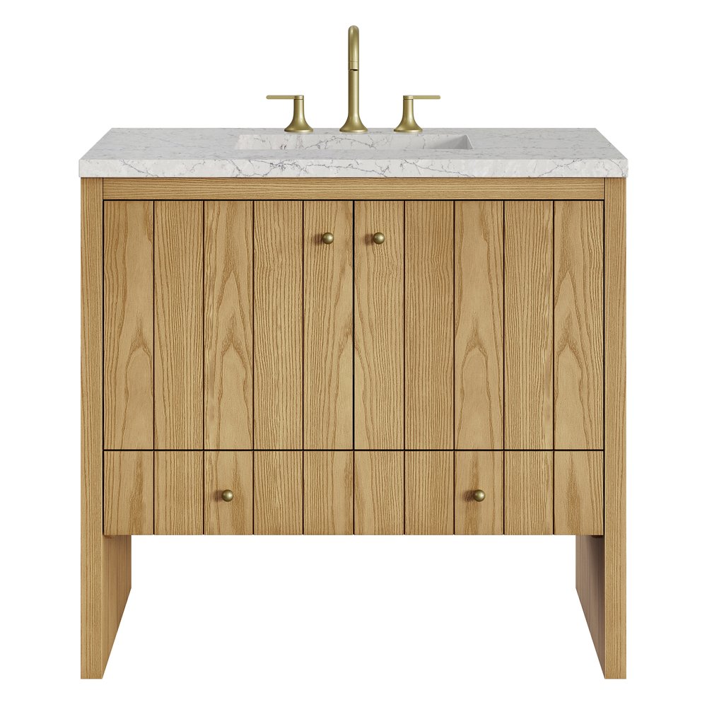James Martin - Hudson 36" Single Vanity, Light Natural Oak w/ 3 CM Eternal Jasmine Pearl Top - 435-V36-LNO-3EJP view 1