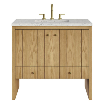 James Martin - Hudson 36" Single Vanity, Light Natural Oak w/ 3 CM Eternal Jasmine Pearl Top - 435-V36-LNO-3EJP view 1