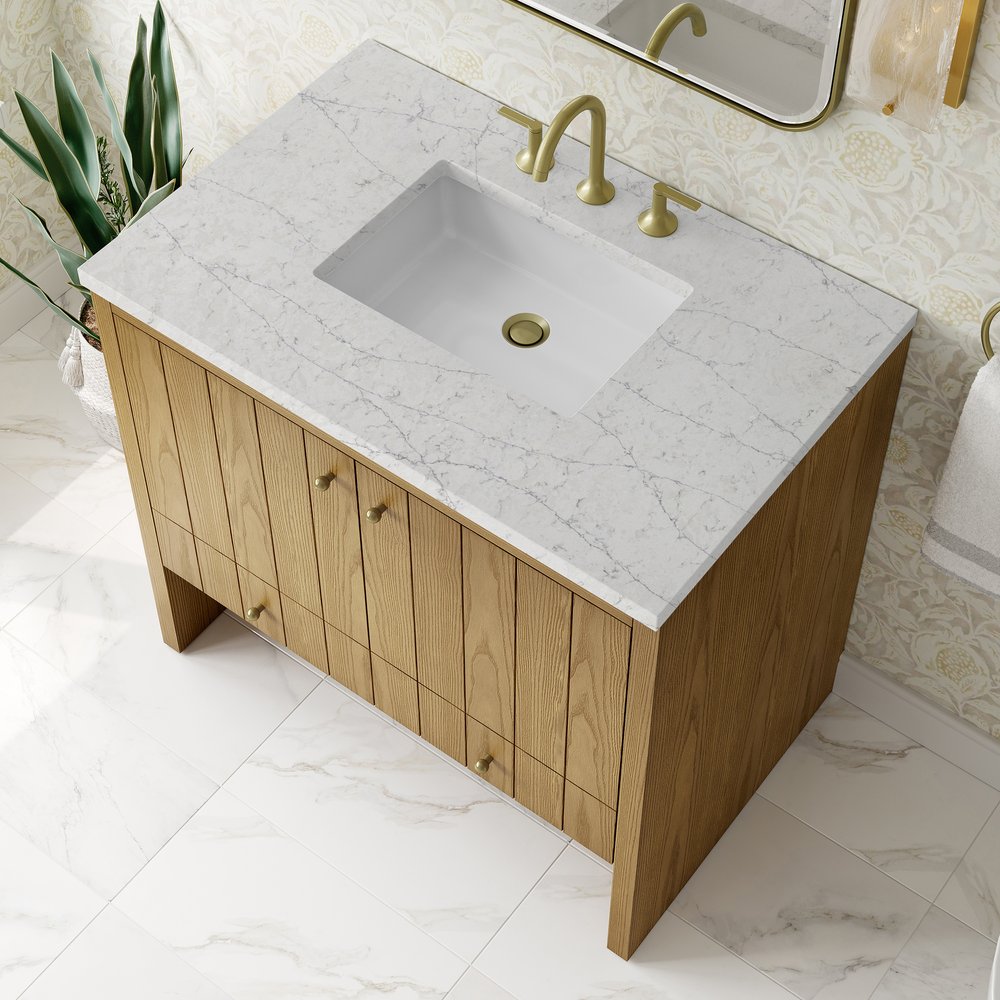 James Martin - Hudson 36" Single Vanity, Light Natural Oak w/ 3 CM Eternal Jasmine Pearl Top - 435-V36-LNO-3EJP view 8
