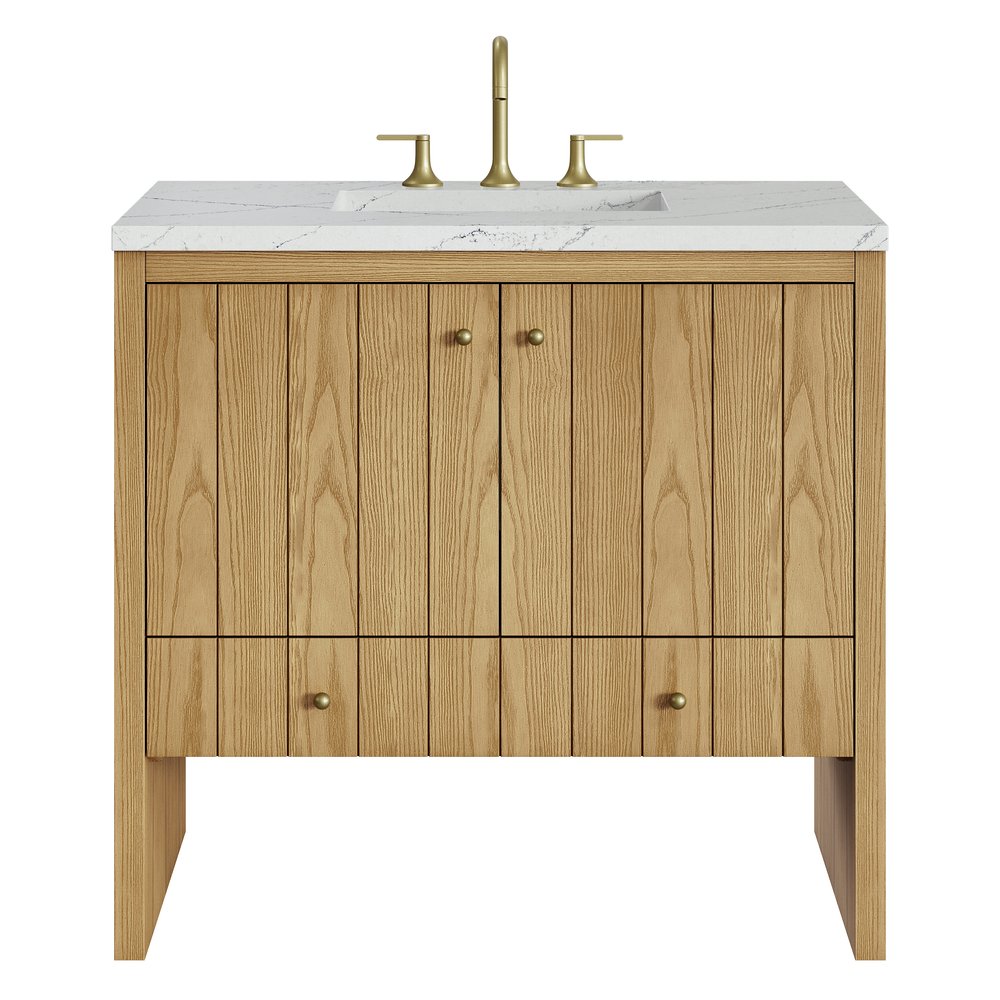 James Martin - Hudson 36" Single Vanity, Light Natural Oak w/ 3 CM Ethereal Noctis Top - 435-V36-LNO-3ENC view 1
