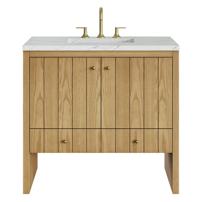 James Martin - Hudson 36" Single Vanity, Light Natural Oak w/ 3 CM Ethereal Noctis Top - 435-V36-LNO-3ENC view 1