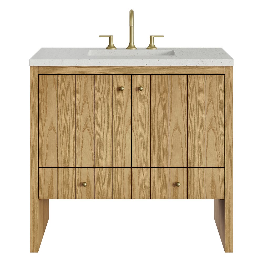 James Martin - Hudson 36" Single Vanity, Light Natural Oak w/ 3 CM Lime Delight Top - 435-V36-LNO-3LDL view 1