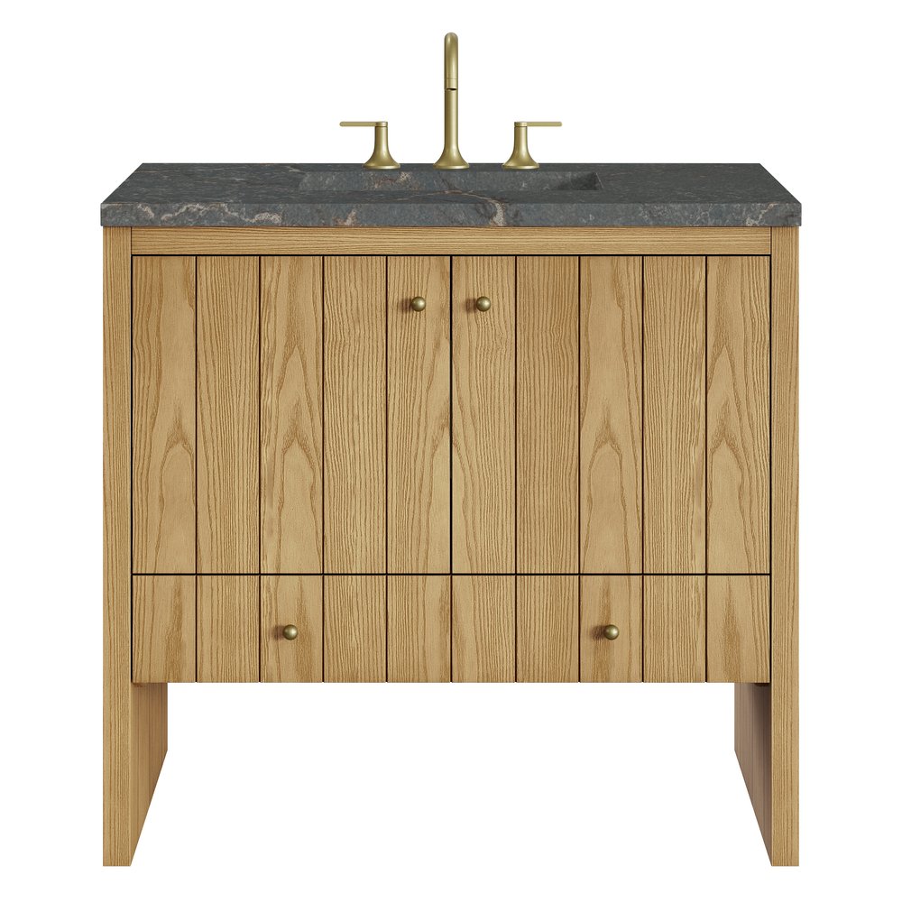 James Martin - Hudson 36" Single Vanity, Light Natural Oak w/ 3 CM Parisien Bleu Top - 435-V36-LNO-3PBL view 1