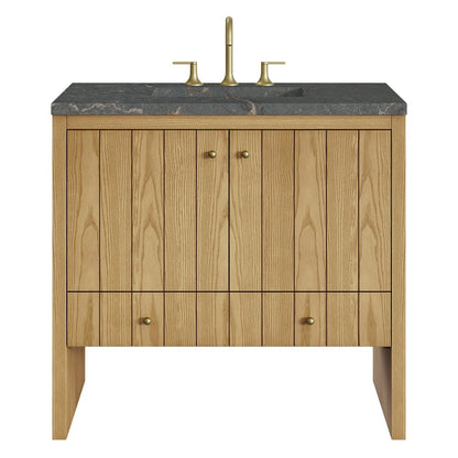 James Martin - Hudson 36" Single Vanity, Light Natural Oak w/ 3 CM Parisien Bleu Top - 435-V36-LNO-3PBL view 1
