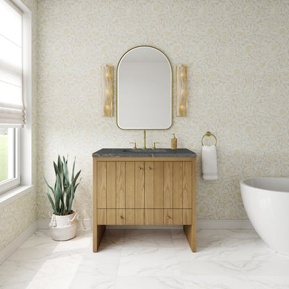 James Martin - Hudson 36" Single Vanity, Light Natural Oak w/ 3 CM Parisien Bleu Top - 435-V36-LNO-3PBL view 3