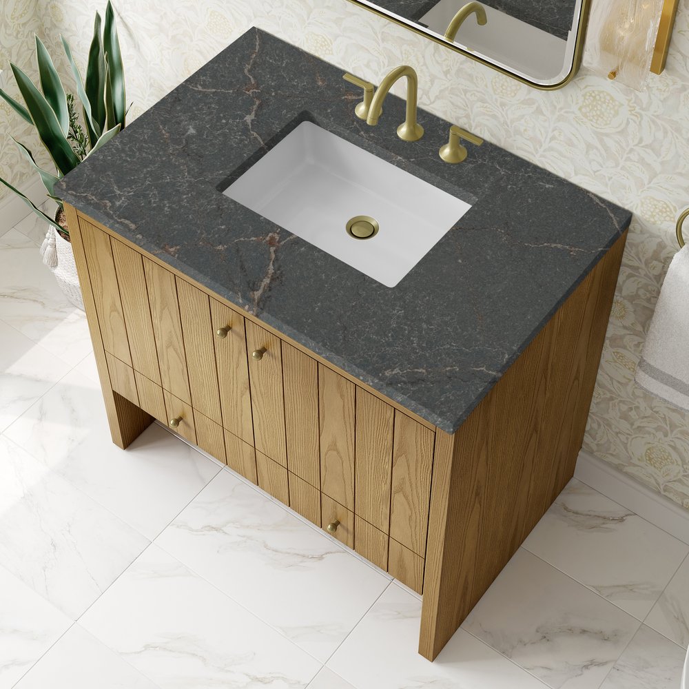 James Martin - Hudson 36" Single Vanity, Light Natural Oak w/ 3 CM Parisien Bleu Top - 435-V36-LNO-3PBL view 8