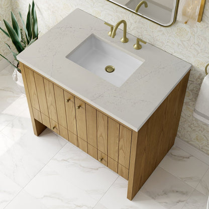 James Martin - Hudson 36" Single Vanity, Light Natural Oak, w/ 3 CM Siberian Silestone Top - 435-V36-LNO-3SFR view 8