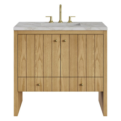James Martin - Hudson 36" Single Vanity, Light Natural Oak w/ 3 CM Victorian Silver Top - 435-V36-LNO-3VSL view 1