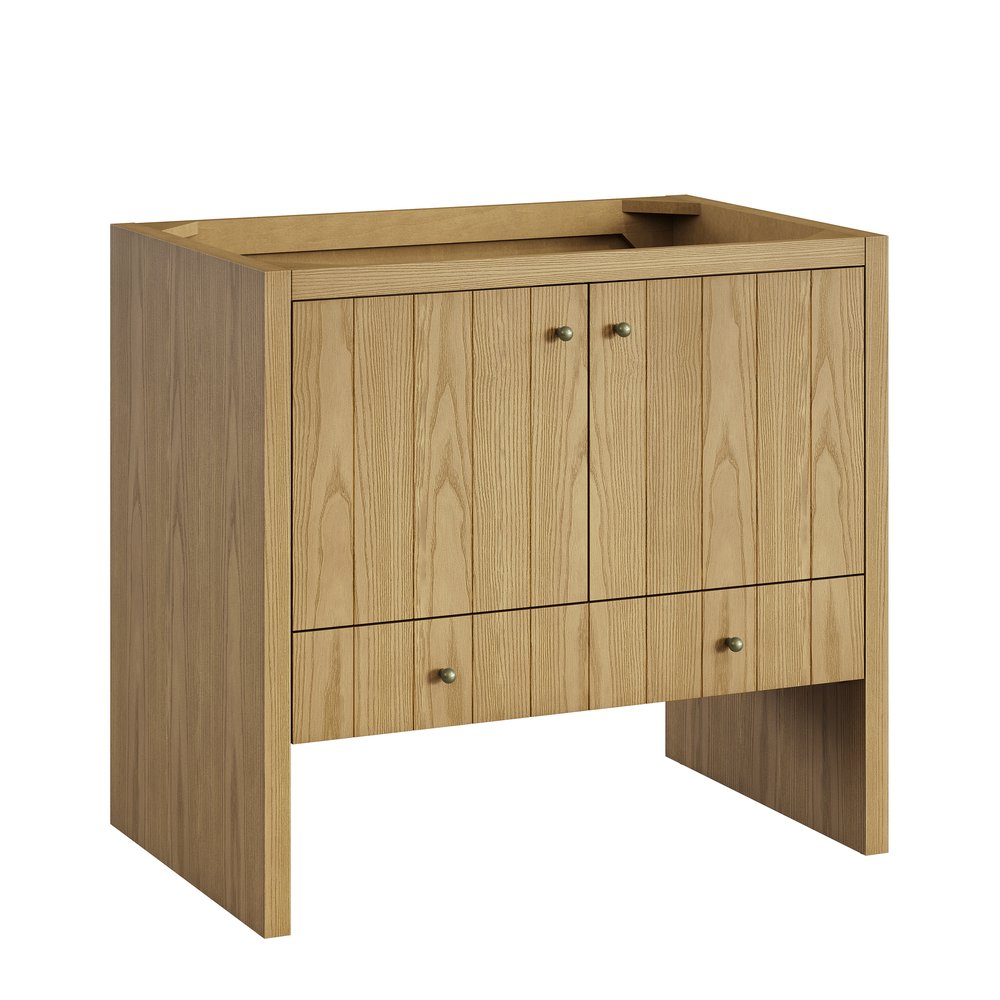 James Martin - Hudson 36" Single Vanity, Light Natural Oak w/ 3 CM Victorian Silver Top - 435-V36-LNO-3VSL view 2
