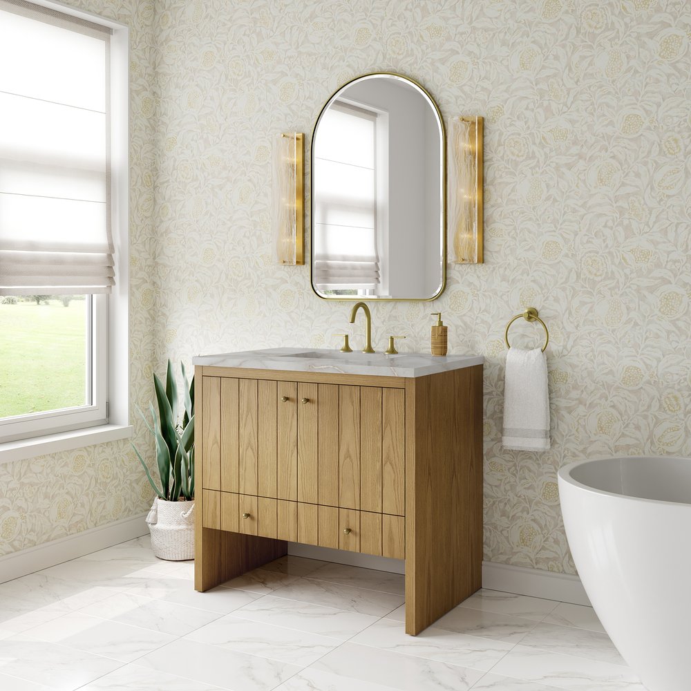 James Martin - Hudson 36" Single Vanity, Light Natural Oak w/ 3 CM Victorian Silver Top - 435-V36-LNO-3VSL view 4