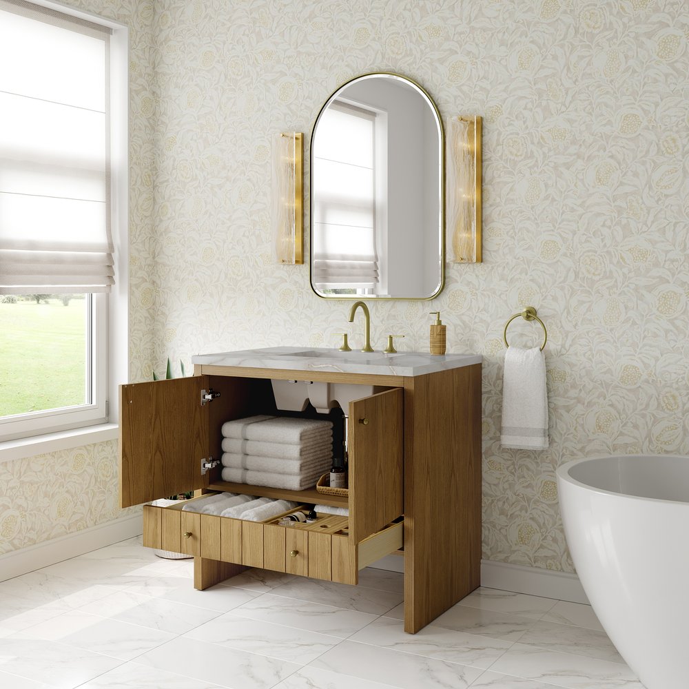 James Martin - Hudson 36" Single Vanity, Light Natural Oak w/ 3 CM Victorian Silver Top - 435-V36-LNO-3VSL view 5