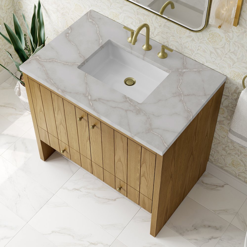 James Martin - Hudson 36" Single Vanity, Light Natural Oak w/ 3 CM Victorian Silver Top - 435-V36-LNO-3VSL view 8