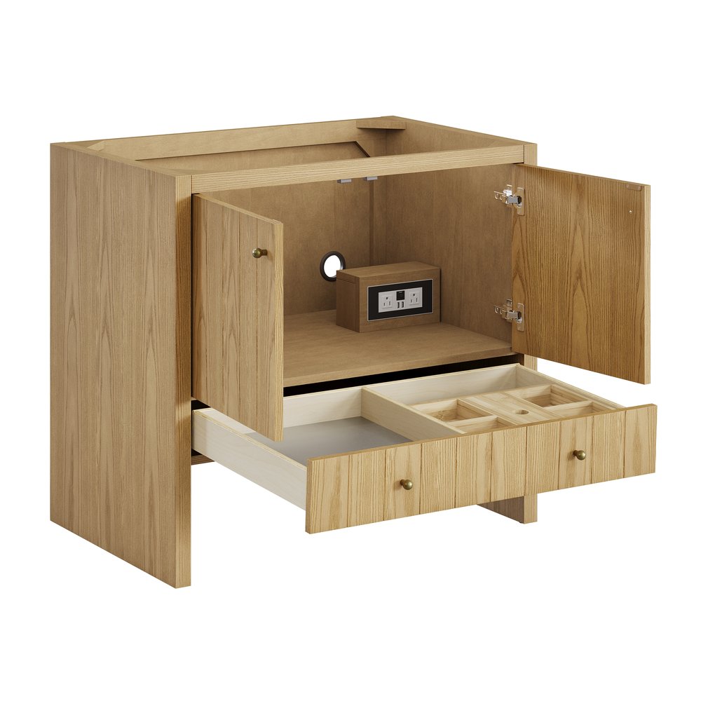James Martin - Hudson 36" Single Vanity, Light Natural Oak w/ 3 CM Victorian Silver Top - 435-V36-LNO-3VSL view 9