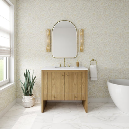 James Martin - Hudson 36" Single Vanity, Light Natural Oak w/ 3 CM White Zeus Top - 435-V36-LNO-3WZ view 3