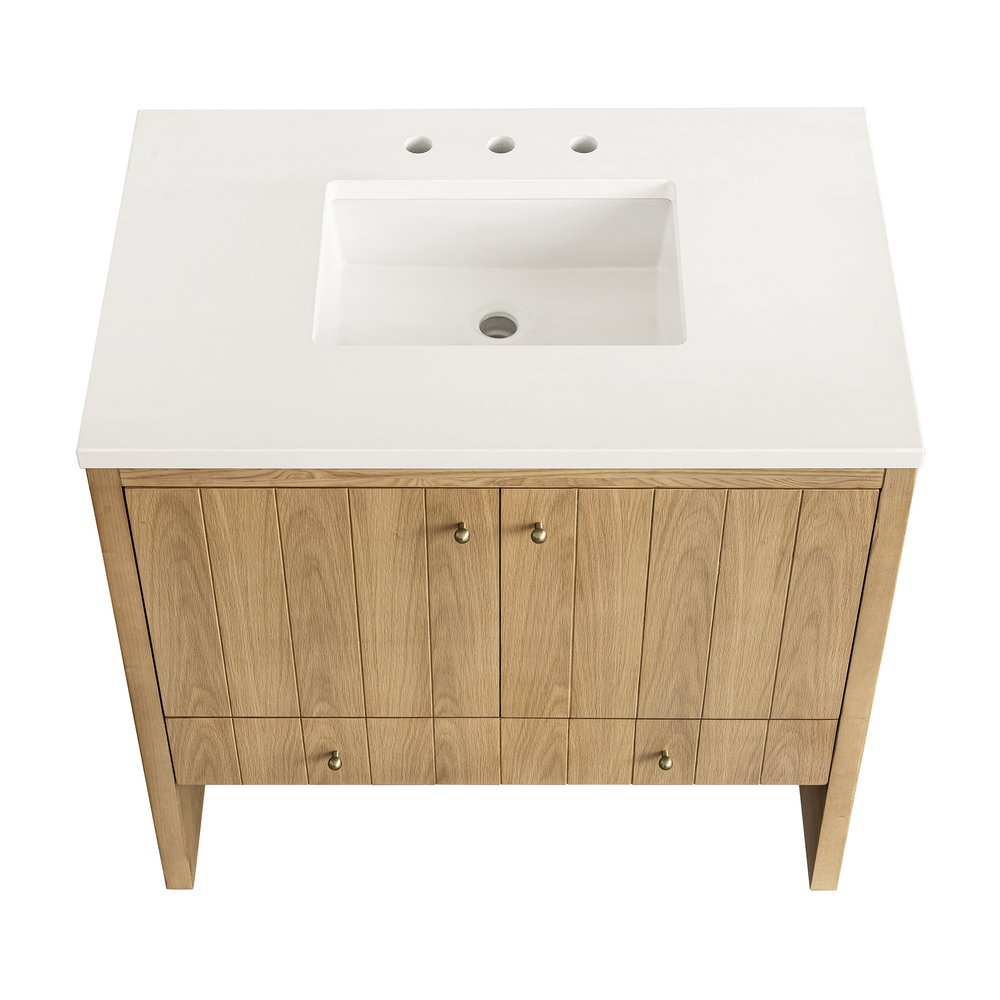 James Martin - Hudson 36" Single Vanity, Light Natural Oak w/ 3 CM White Zeus Top - 435-V36-LNO-3WZ view 9