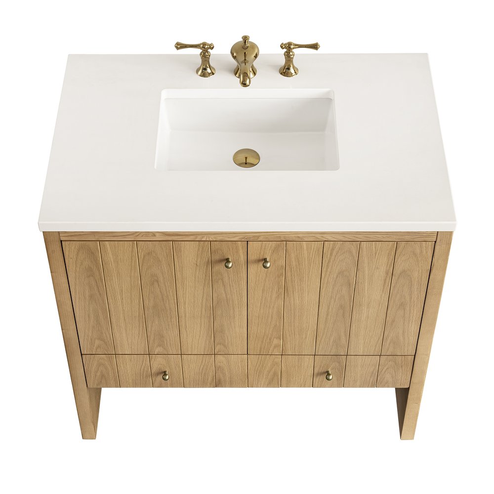 James Martin - Hudson 36" Single Vanity, Light Natural Oak w/ 3 CM White Zeus Top - 435-V36-LNO-3WZ view 10
