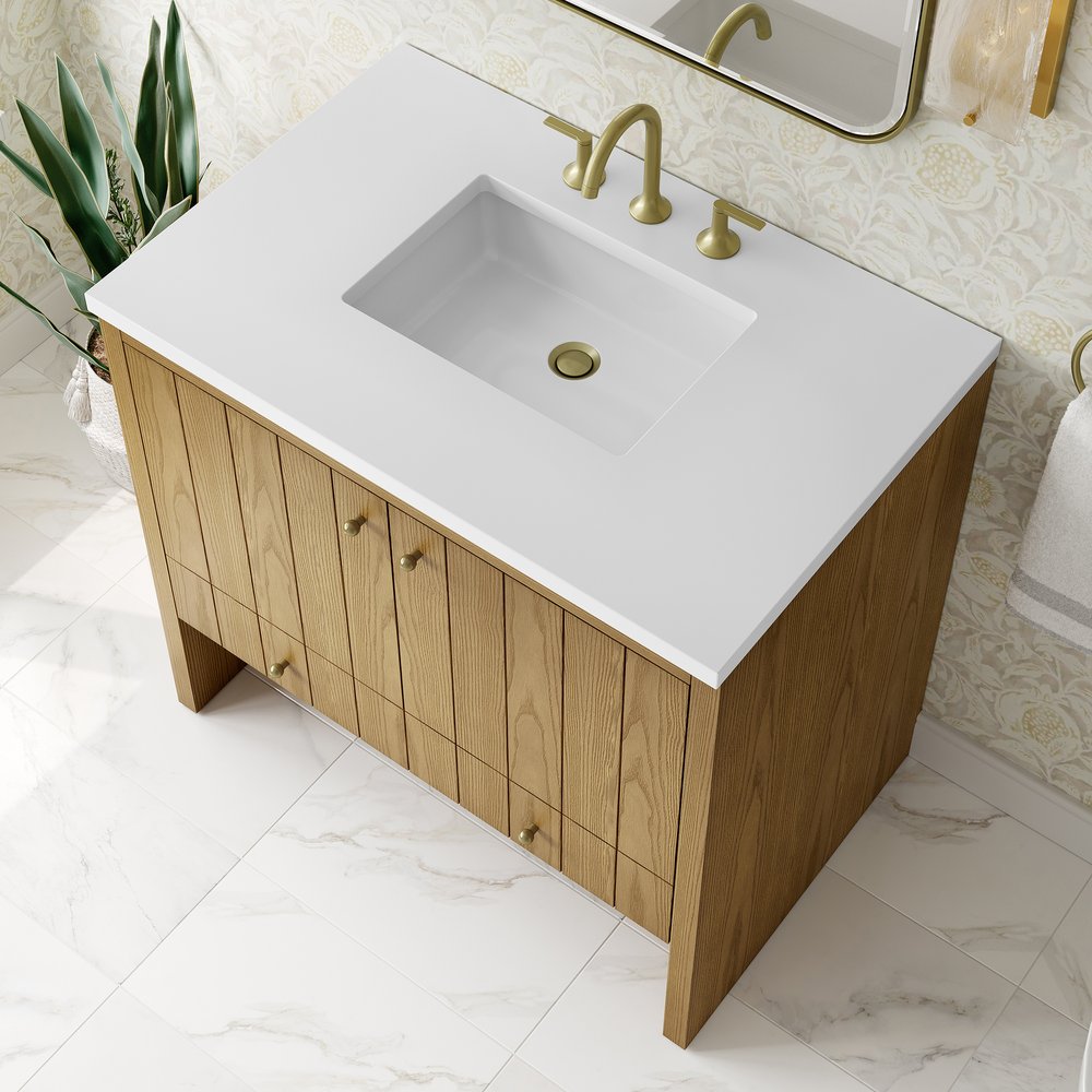 James Martin - Hudson 36" Single Vanity, Light Natural Oak w/ 3 CM White Zeus Top - 435-V36-LNO-3WZ view 11