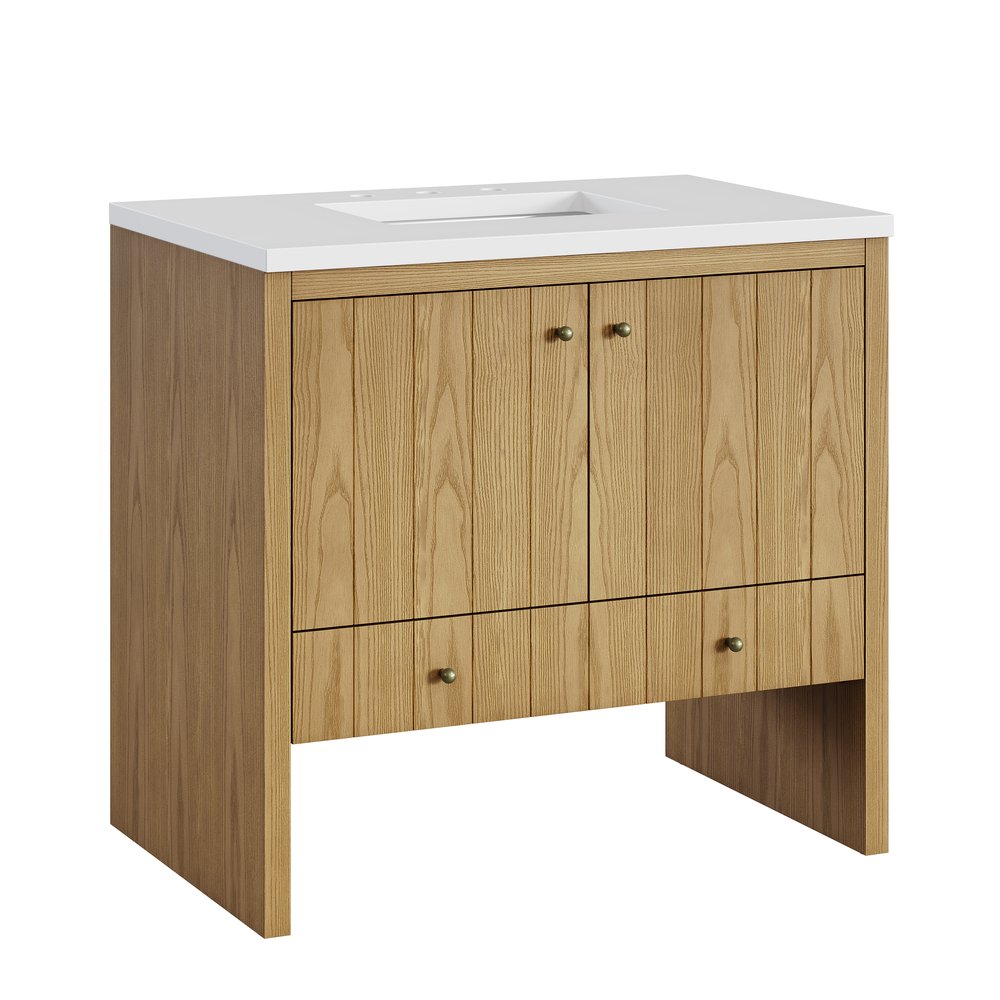 James Martin - Hudson 36" Single Vanity, Light Natural Oak w/ 3 CM White Zeus Top - 435-V36-LNO-3WZ view 14