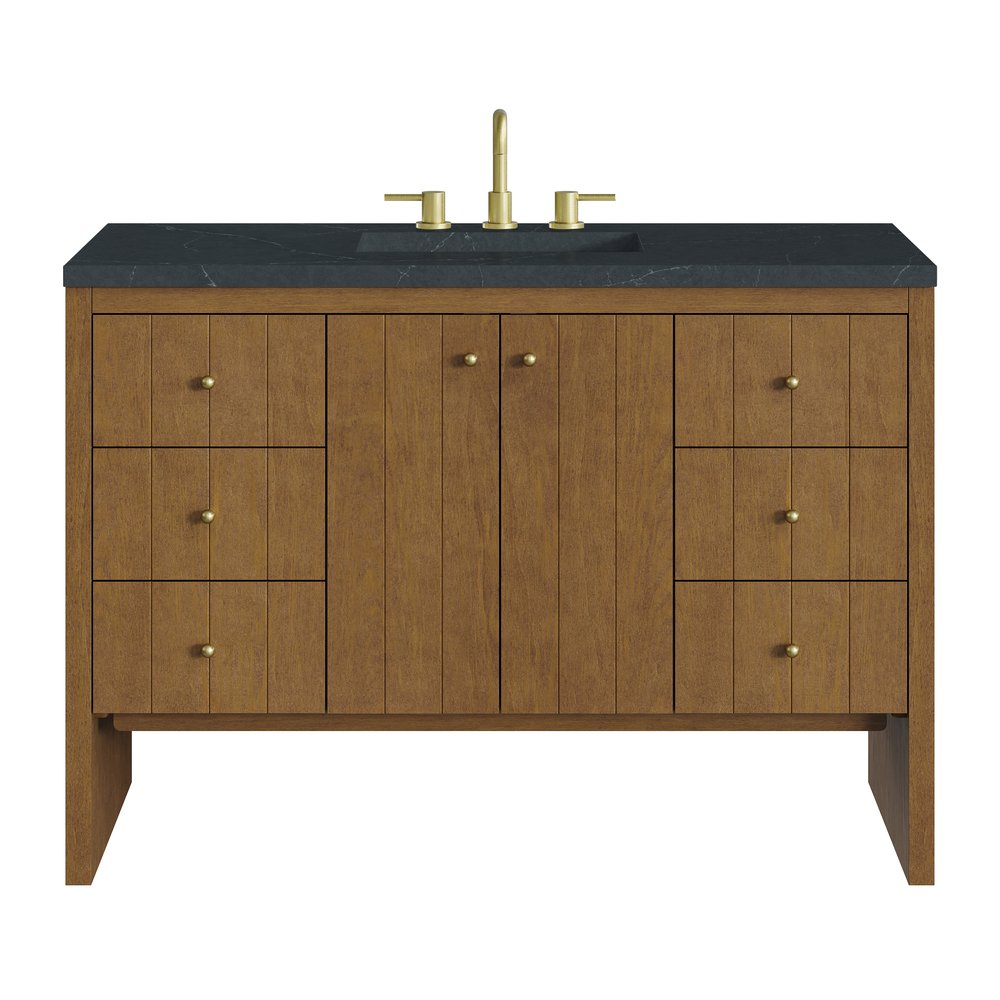 James Martin - Hudson 48" Single Vanity, Honey Oak w/ 3 CM Charcoal Soapstone Silestone Top - 435-V48-HNO-3CSP view 1