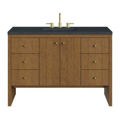 James Martin - Hudson 48" Single Vanity, Honey Oak w/ 3 CM Charcoal Soapstone Silestone Top - 435-V48-HNO-3CSP view 1