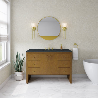 James Martin - Hudson 48" Single Vanity, Honey Oak w/ 3 CM Charcoal Soapstone Silestone Top - 435-V48-HNO-3CSP view 3