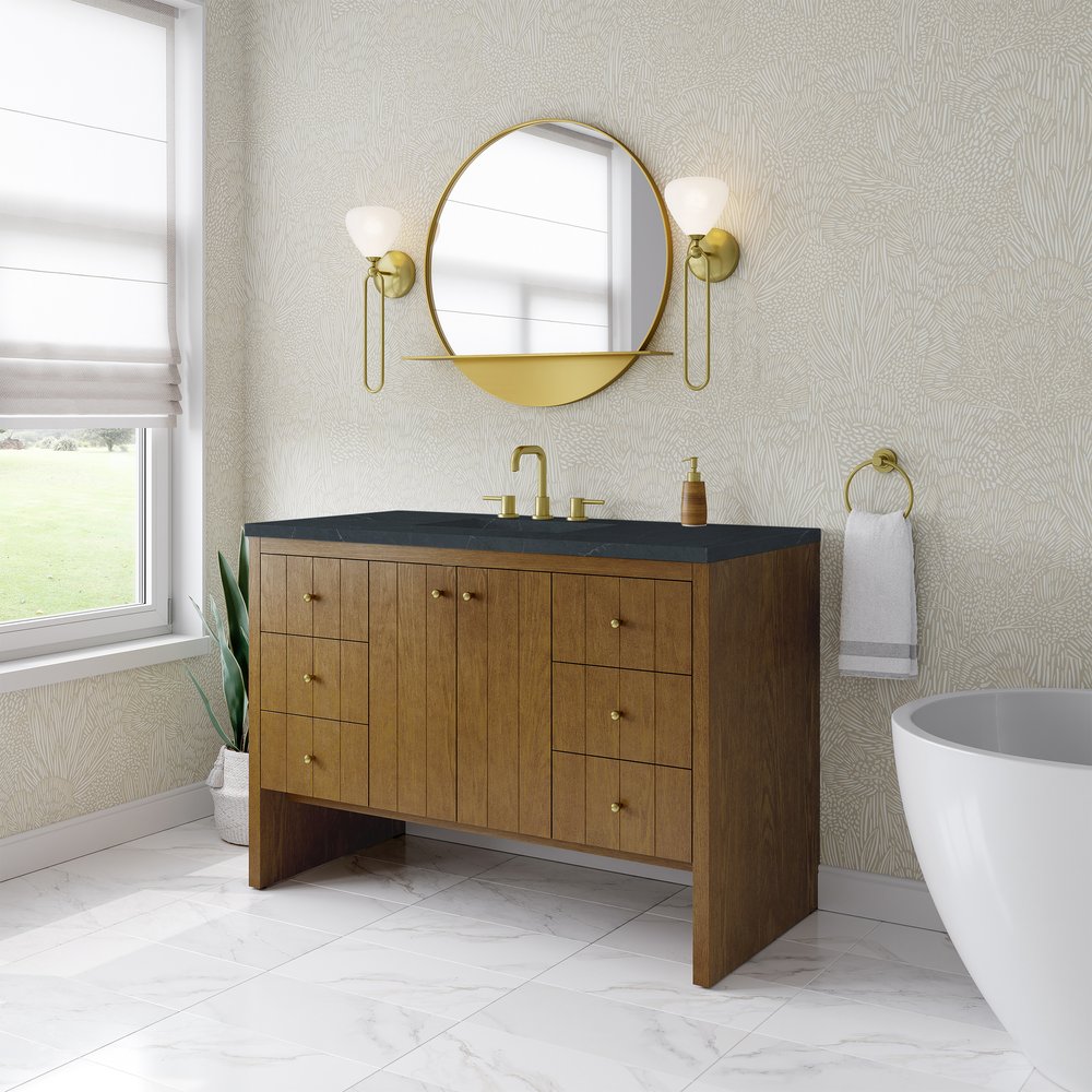 James Martin - Hudson 48" Single Vanity, Honey Oak w/ 3 CM Charcoal Soapstone Silestone Top - 435-V48-HNO-3CSP view 4