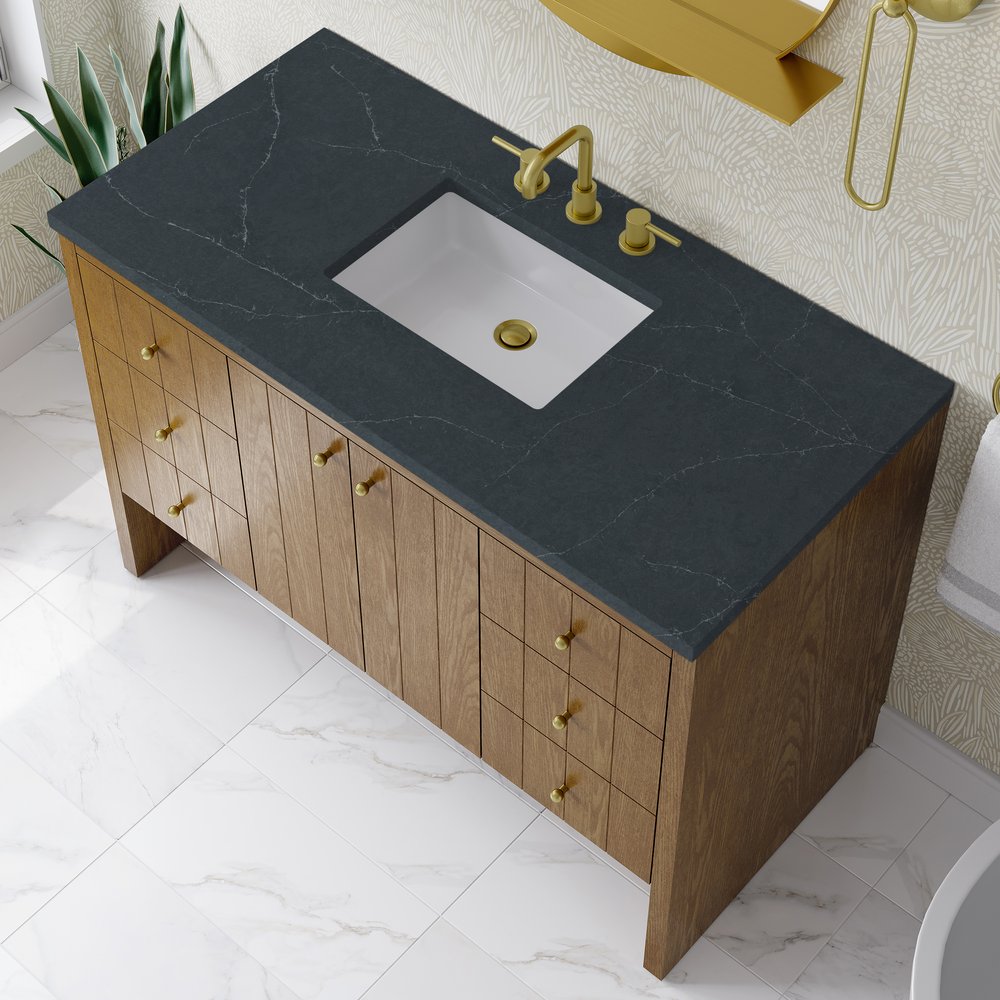 James Martin - Hudson 48" Single Vanity, Honey Oak w/ 3 CM Charcoal Soapstone Silestone Top - 435-V48-HNO-3CSP view 8
